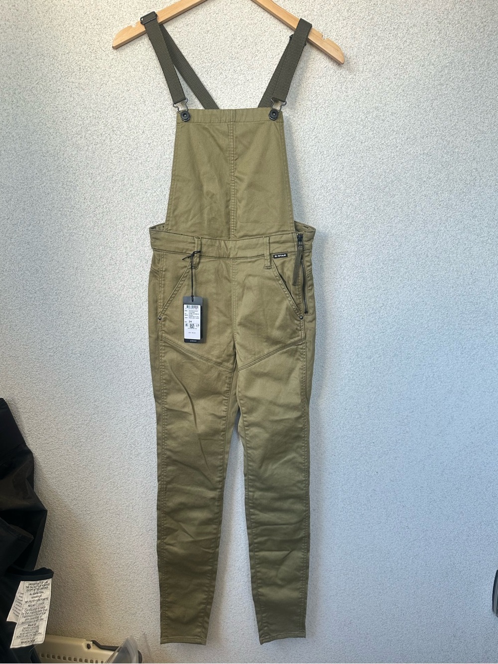G-Star RAW Worker Radar Dungaree Overalls Women’s 24 Army Green Skinny NWT